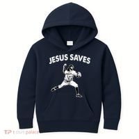 Jesus Saves Baseball Team Heaven Kids Hoodie thumb 0