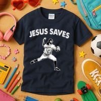 Jesus Saves Baseball Team Heaven Kids T-Shirt thumb 3