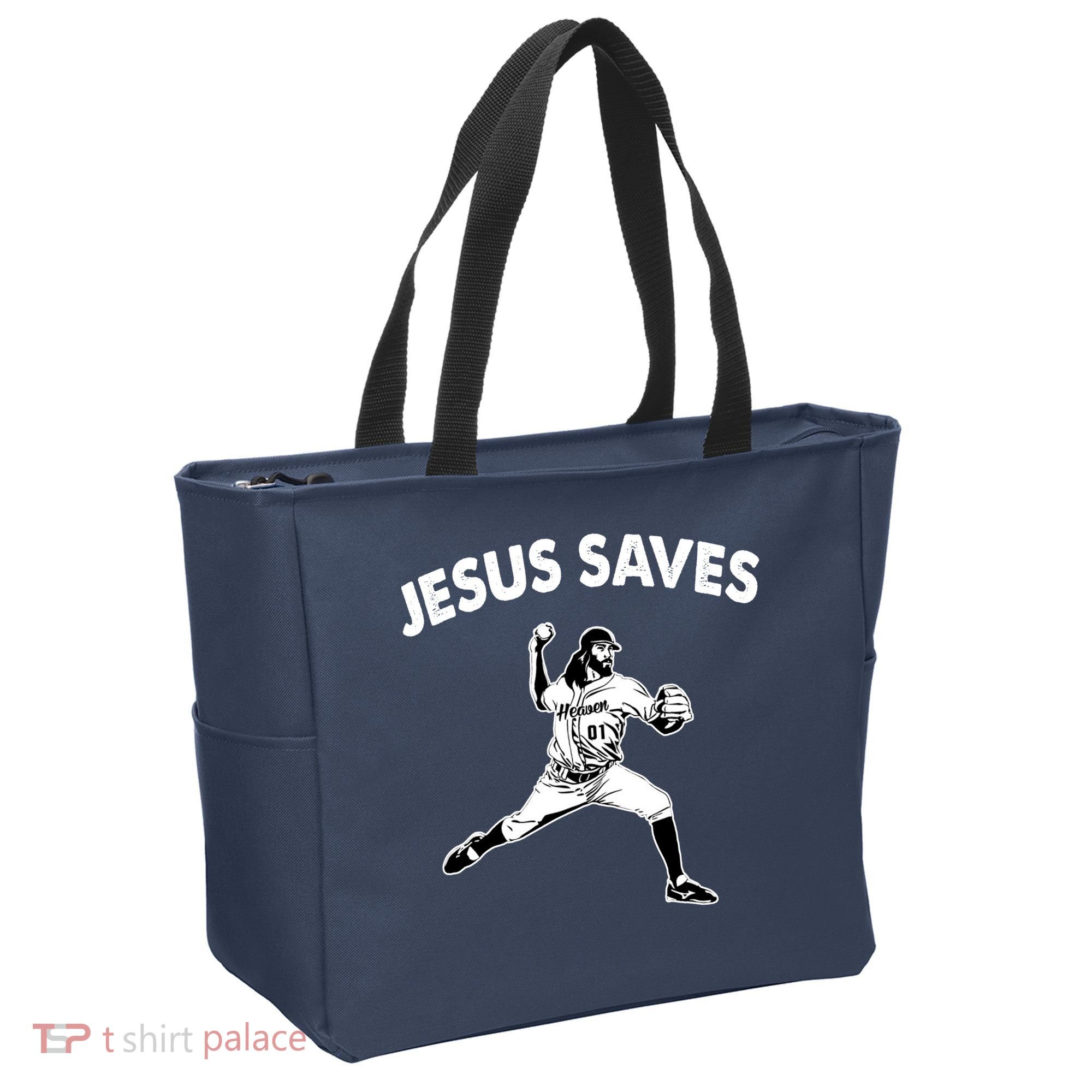 Jesus Saves Baseball Team Heaven Tote Bag