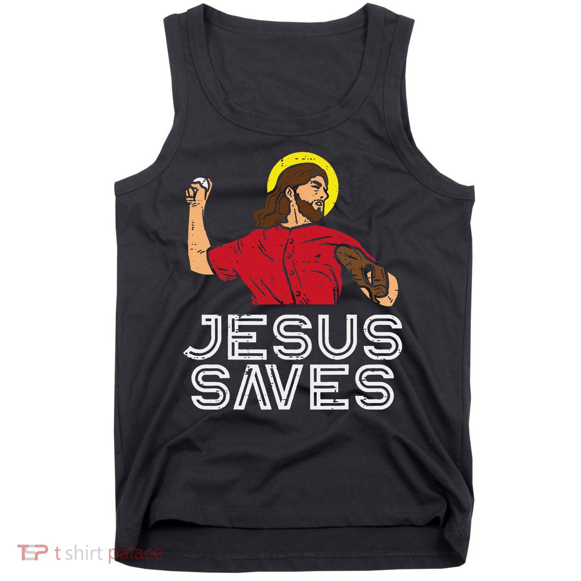 Jesus Saves Baseball God Sports Christian Tank Top