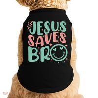 Jesus Saves Bro Retro Christian Religious Doggie Tank thumb 0