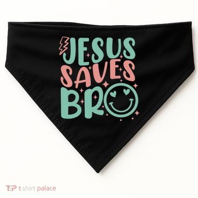 Jesus Saves Bro Retro Christian Religious USA-Made Doggie Bandana