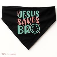 Jesus Saves Bro Retro Christian Religious USA-Made Doggie Bandana thumb 0