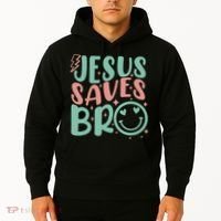 Jesus Saves Bro Retro Christian Religious Hoodie thumb 2