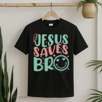 Jesus Saves Bro Retro Christian Religious T-Shirt thumb 2