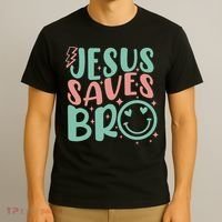 Jesus Saves Bro Retro Christian Religious T-Shirt thumb 3