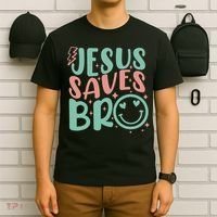 Jesus Saves Bro Retro Christian Religious T-Shirt thumb 6