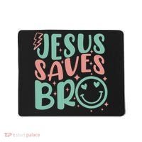 Jesus Saves Bro Retro Christian Religious Mousepad thumb 0