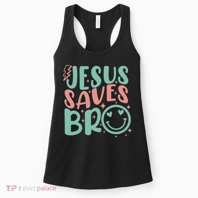 Jesus Saves Bro Retro Christian Religious Women's Tank Top