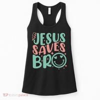 Jesus Saves Bro Retro Christian Religious Women's Tank Top thumb 0