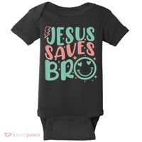 Jesus Saves Bro Retro Christian Religious Baby Bodysuit thumb 0