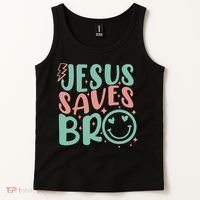 Jesus Saves Bro Retro Christian Religious Tank Top thumb 2