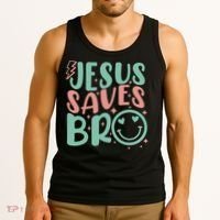 Jesus Saves Bro Retro Christian Religious Tank Top thumb 3