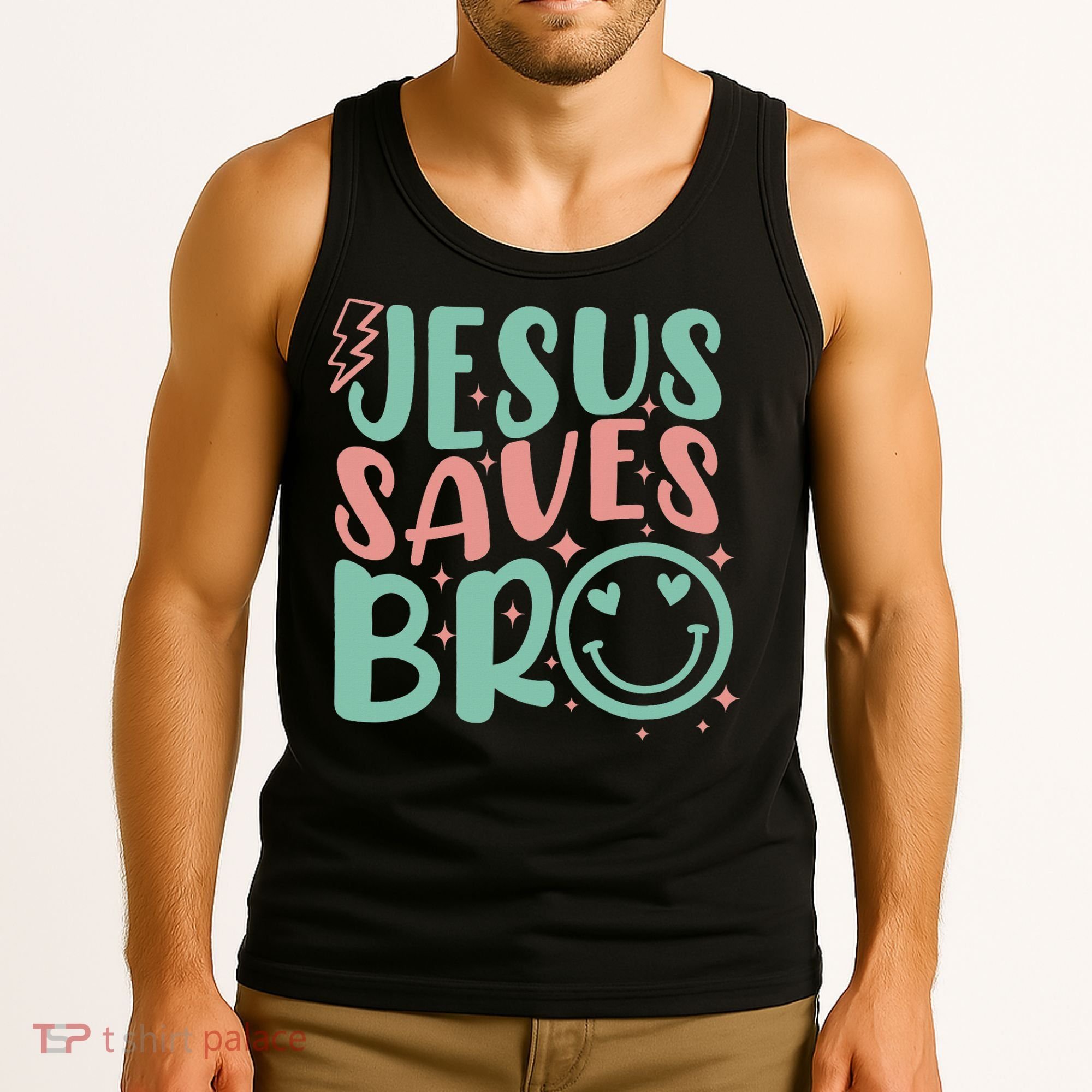 Jesus Saves Bro Retro Christian Religious Tank Top