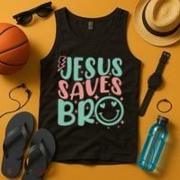Jesus Saves Bro Retro Christian Religious Tank Top thumb 4