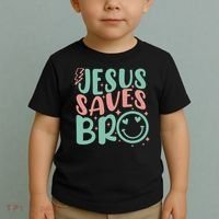 Jesus Saves Bro Retro Christian Religious Toddler T-Shirt thumb 2