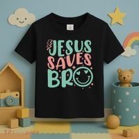 Jesus Saves Bro Retro Christian Religious Toddler T-Shirt thumb 3