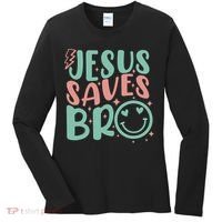 Jesus Saves Bro Retro Christian Religious Women's Long Sleeve Shirt thumb 0