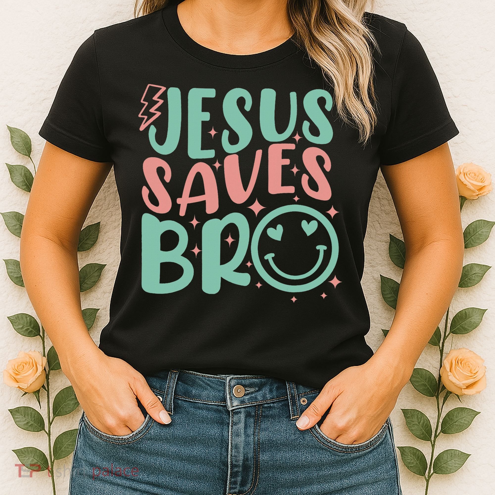 Jesus Saves Bro Retro Christian Religious Women's T-Shirt