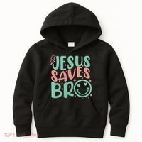 Jesus Saves Bro Retro Christian Religious Kids Hoodie thumb 0