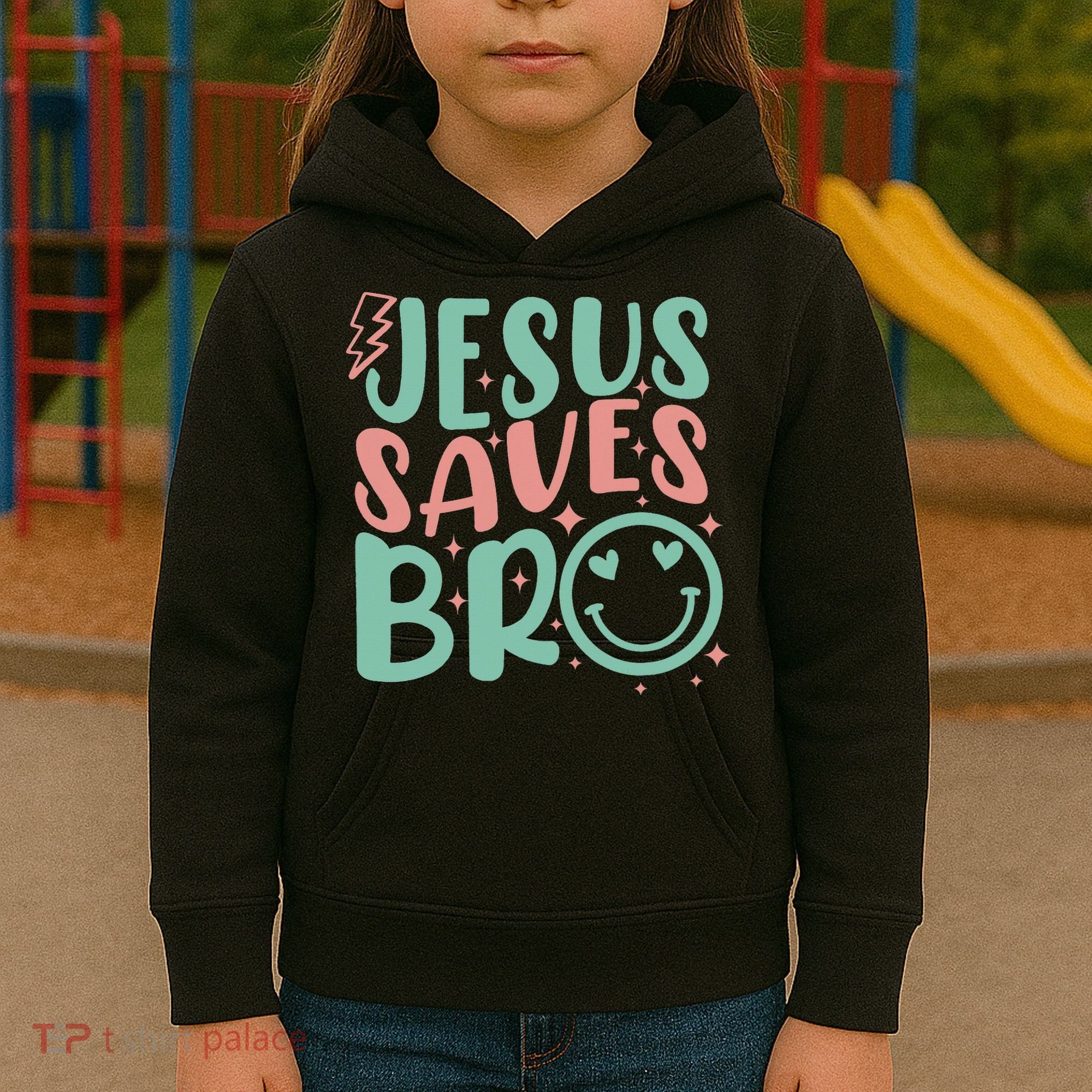 Jesus Saves Bro Retro Christian Religious Kids Hoodie
