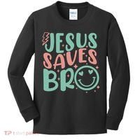Jesus Saves Bro Retro Christian Religious Kids Long Sleeve Shirt thumb 0