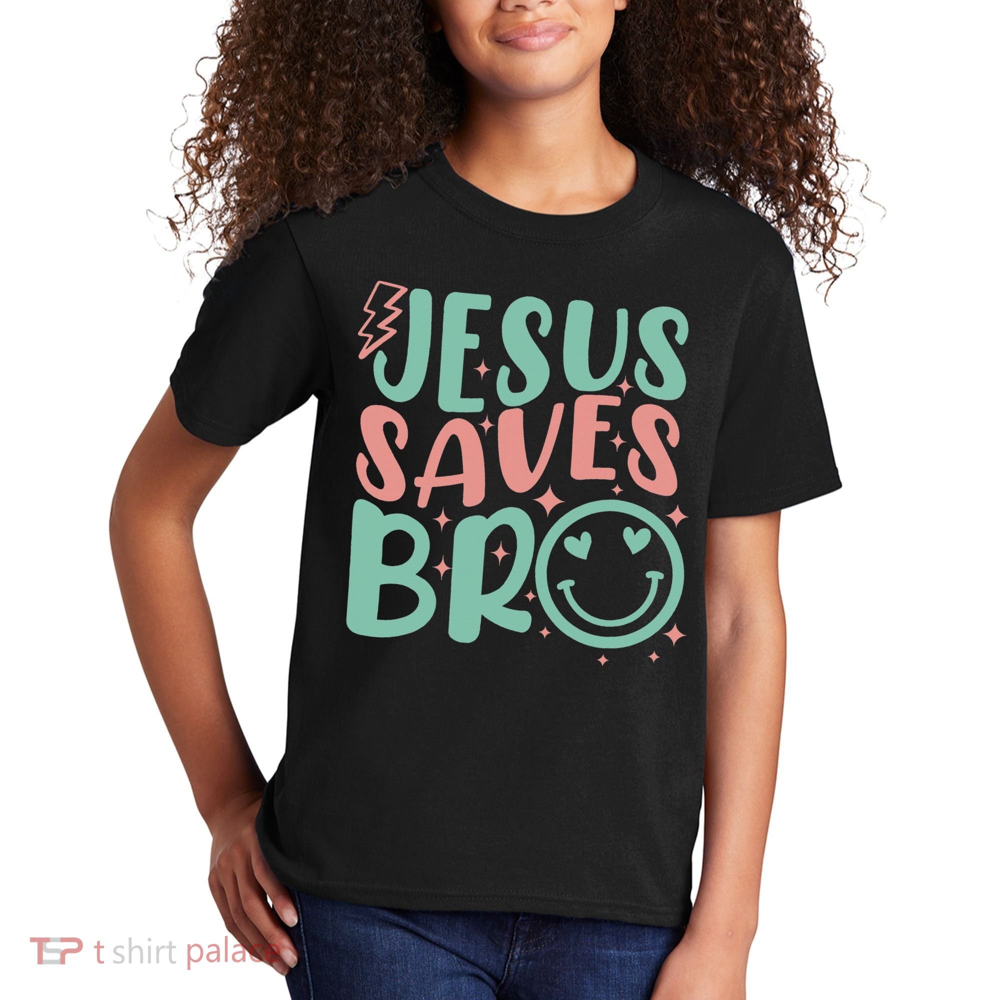Jesus Saves Bro Retro Christian Religious Kids T-Shirt