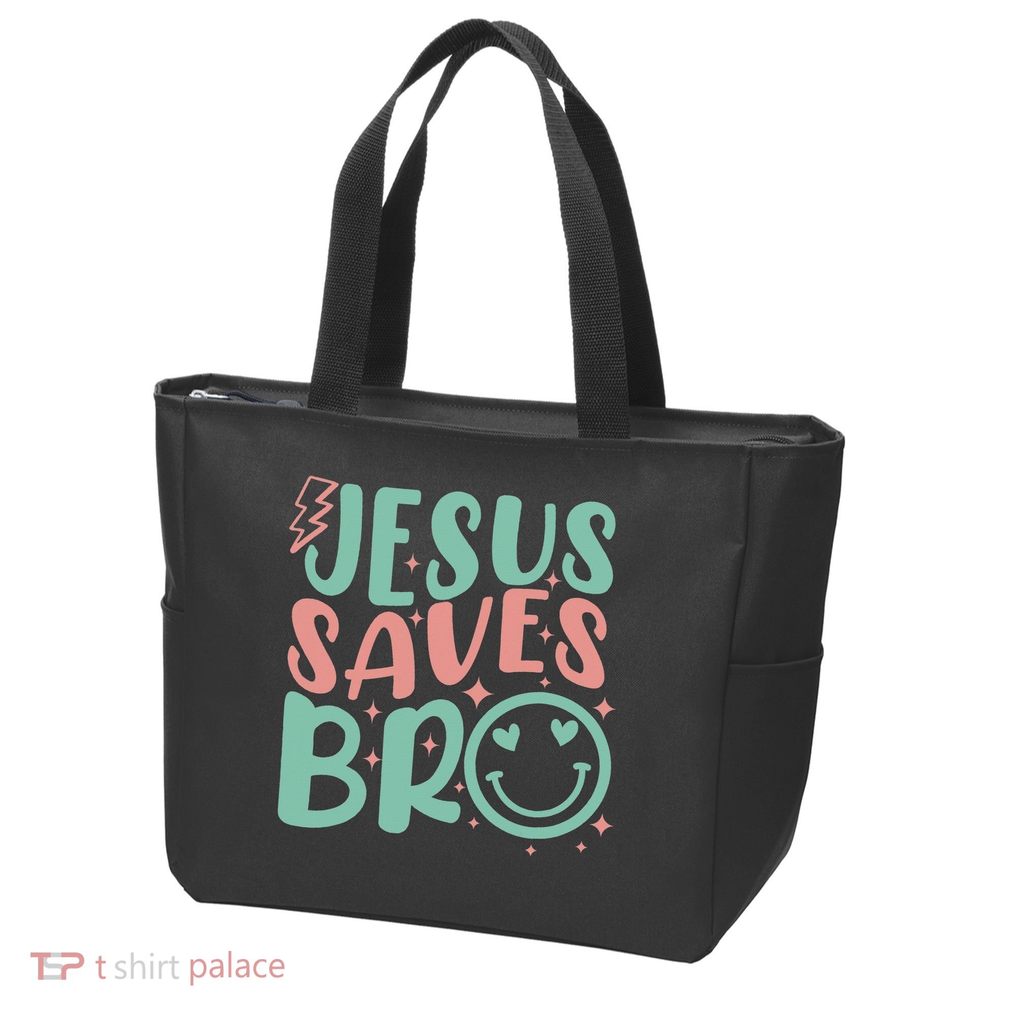 Jesus Saves Bro Retro Christian Religious Tote Bag