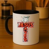 JESUS SAVES Classic Cotton Coffee Mug thumb 4