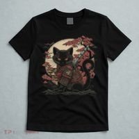 Japanese Samurai Cat Tattoo Vintage Kawaii Ninja T-Shirt thumb 5