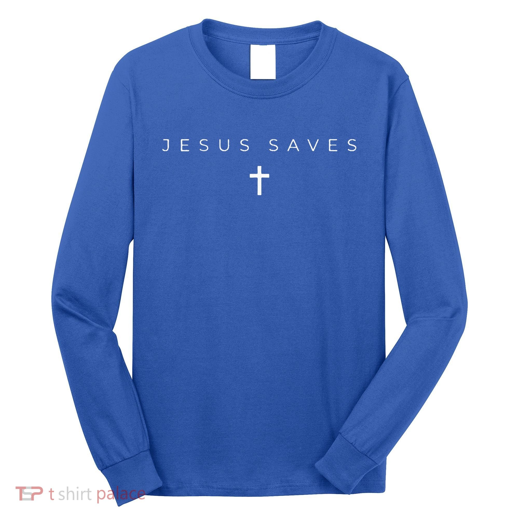 Jesus Saves Cross Subtle Christian Minimal Religious Faith Long Sleeve Shirt