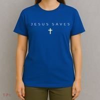 Jesus Saves Cross Subtle Christian Minimal Religious Faith T-Shirt thumb 4