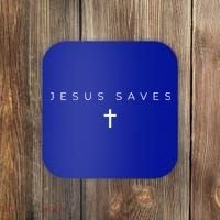 Jesus Saves Cross Subtle Christian Minimal Religious Faith Coaster thumb 0