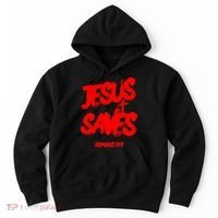 Jesus Saves Christian Faith Bold Red Letters And Cross Cute Premium Hoodie thumb 0