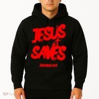 Jesus Saves Christian Faith Bold Red Letters And Cross Cute Premium Hoodie thumb 2