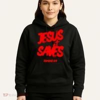 Jesus Saves Christian Faith Bold Red Letters And Cross Cute Premium Hoodie thumb 5