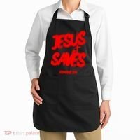 Jesus Saves Christian Faith Bold Red Letters And Cross Cute Premium Apron thumb 2
