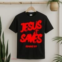 Jesus Saves Christian Faith Bold Red Letters And Cross Cute Premium T-Shirt thumb 2