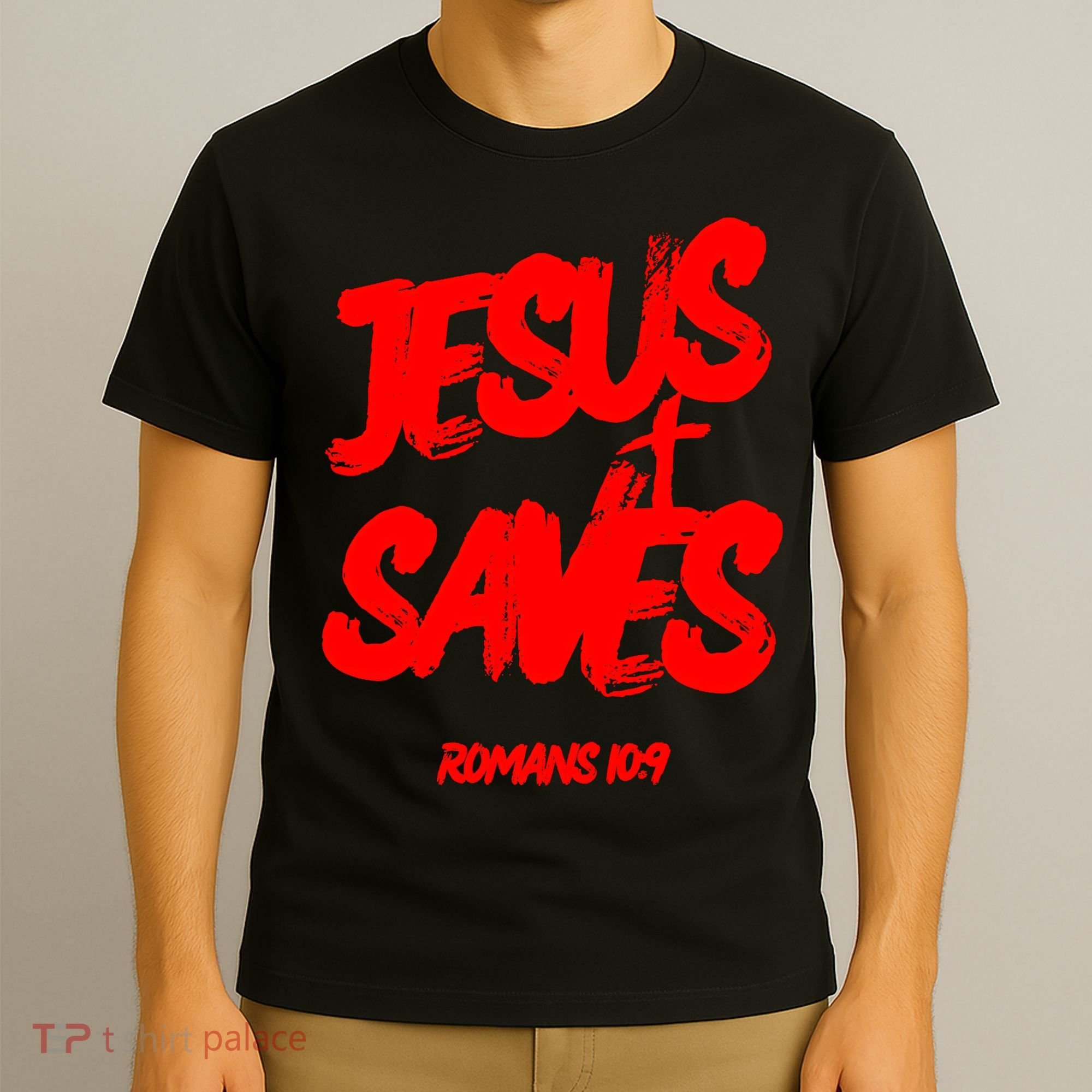 Jesus Saves Christian Faith Bold Red Letters And Cross Cute Premium T-Shirt
