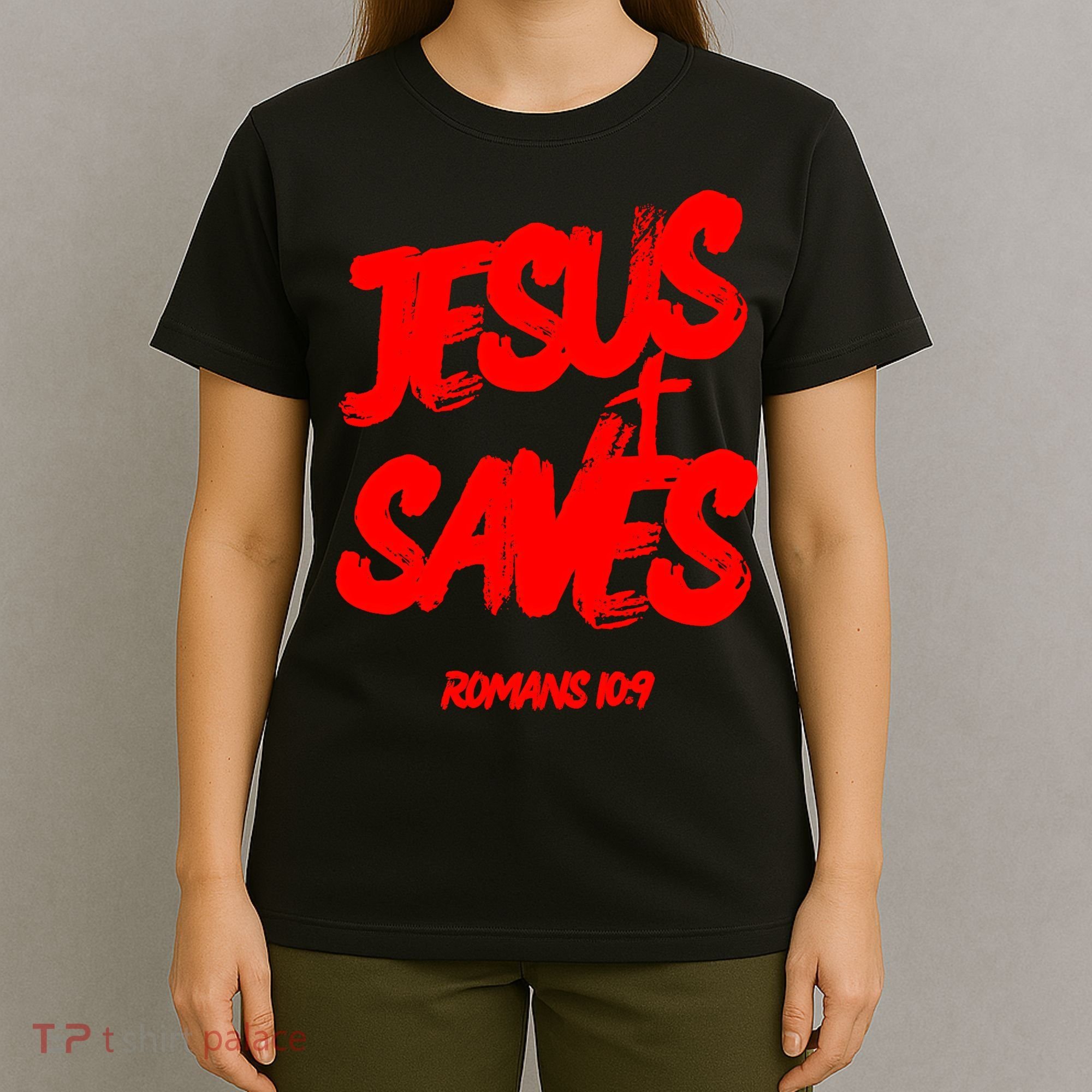 Jesus Saves Christian Faith Bold Red Letters And Cross Cute Premium T-Shirt