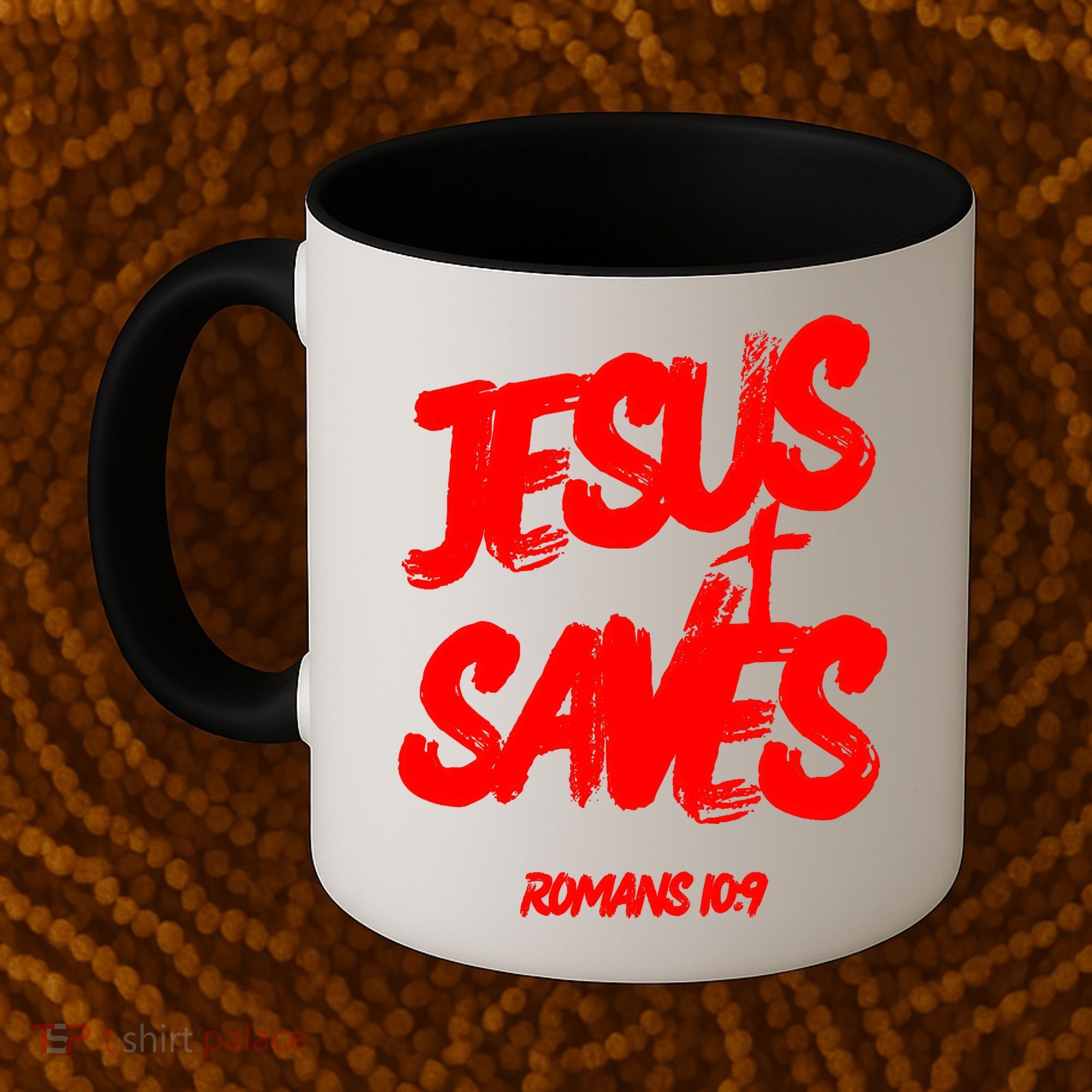 Jesus Saves Christian Faith Bold Red Letters And Cross Cute Premium Coffee Mug