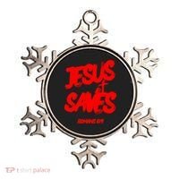 Jesus Saves Christian Faith Bold Red Letters And Cross Cute Premium Ornament thumb 0