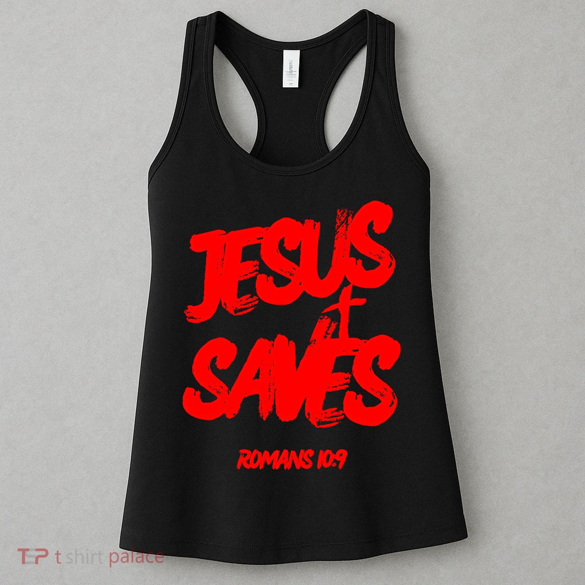 Jesus Saves Christian Faith Bold Red Letters And Cross Cute Premium Women's Tank Top