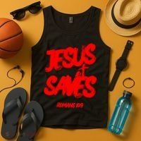 Jesus Saves Christian Faith Bold Red Letters And Cross Cute Premium Tank Top thumb 4