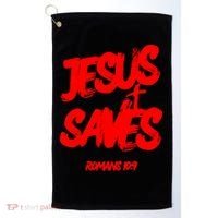 Jesus Saves Christian Faith Bold Red Letters And Cross Cute Premium Golf Towel thumb 0