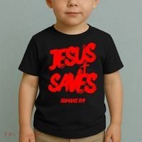 Jesus Saves Christian Faith Bold Red Letters And Cross Cute Premium Toddler T-Shirt thumb 2