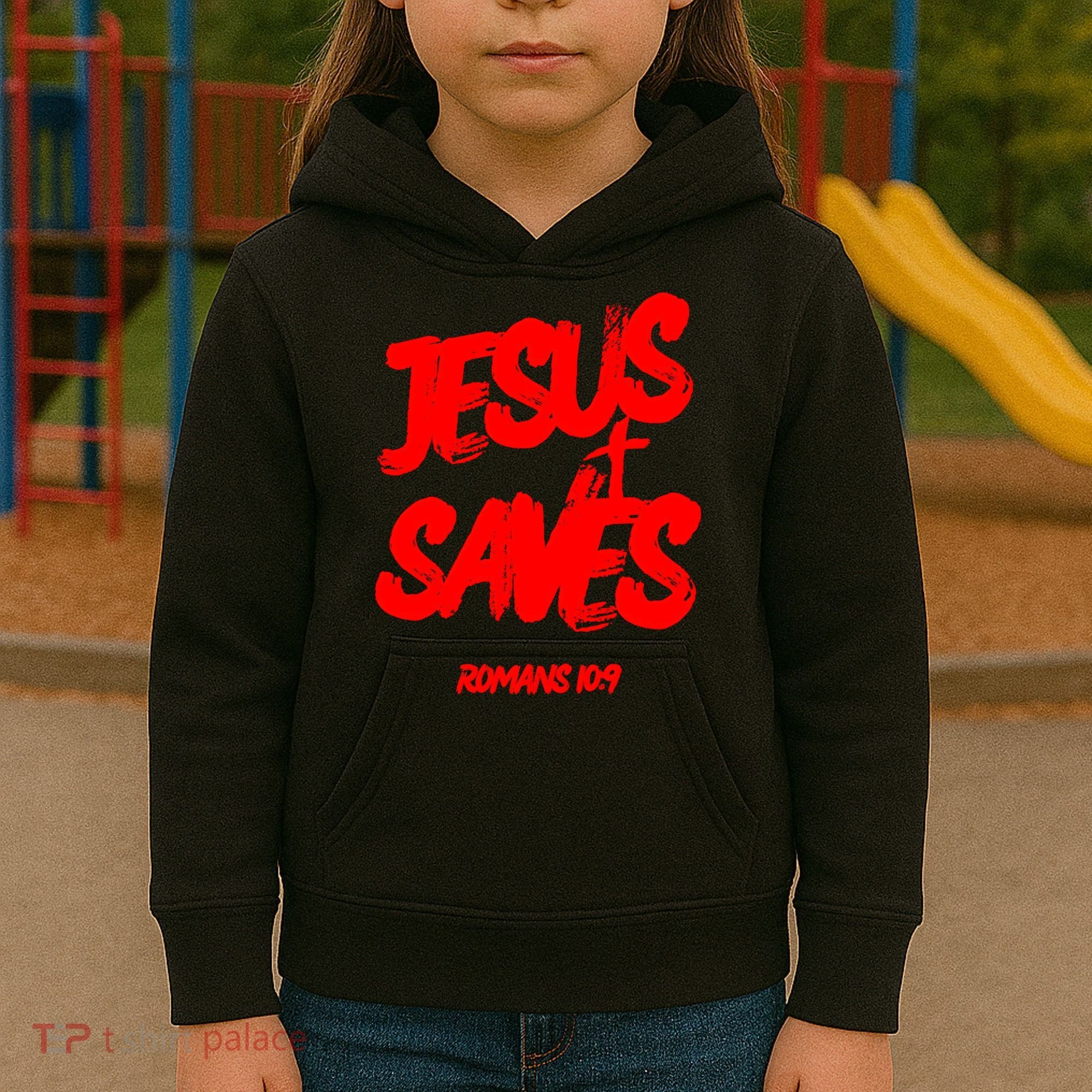 Jesus Saves Christian Faith Bold Red Letters And Cross Cute Premium Kids Hoodie