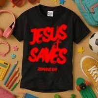 Jesus Saves Christian Faith Bold Red Letters And Cross Cute Premium Kids T-Shirt thumb 3