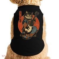 Japanese Samurai Cat Playing The Electric Guitar Japanese Samurai Guitar Players Doggie Tank thumb 0