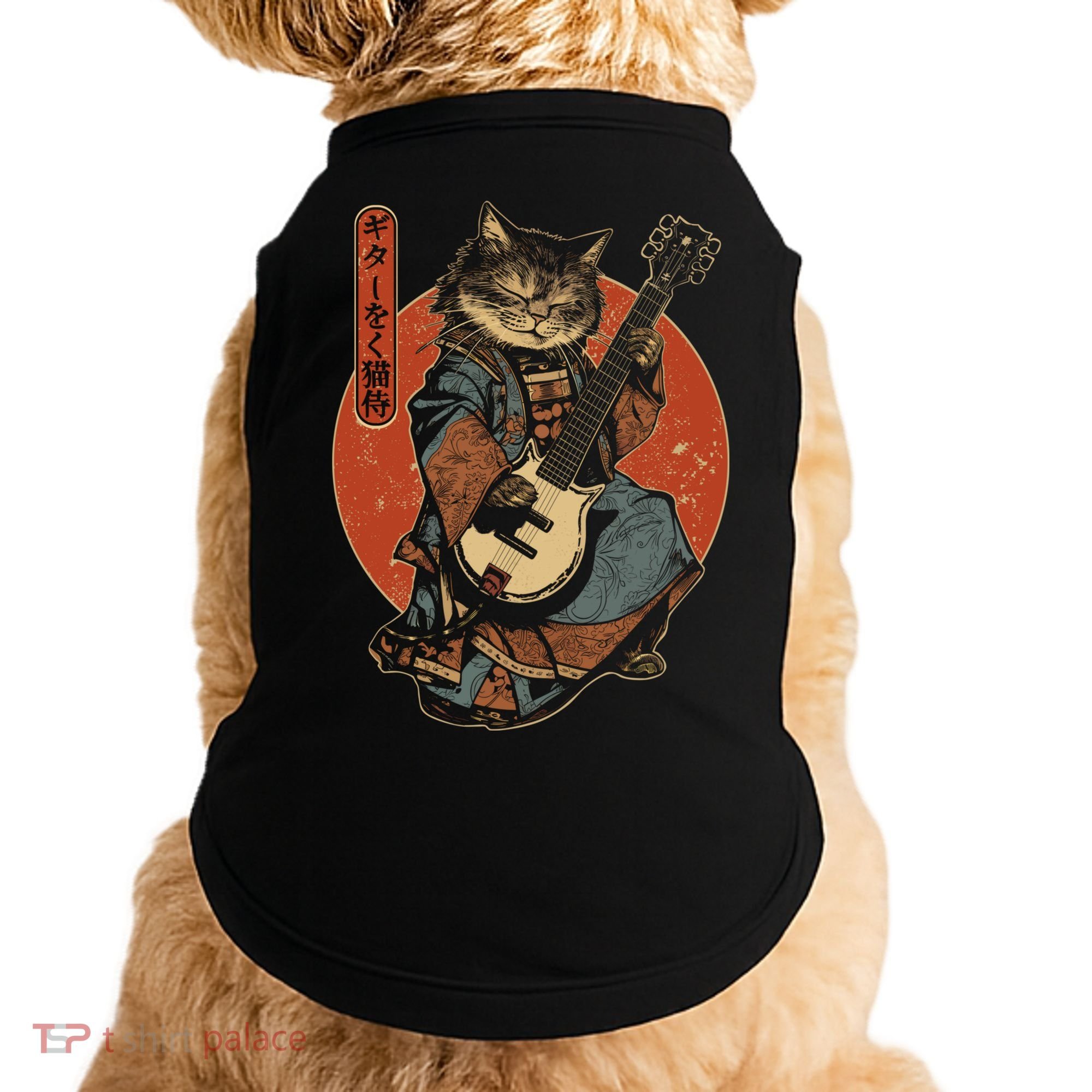 Japanese Samurai Cat Playing The Electric Guitar Japanese Samurai Guitar Players Doggie Tank